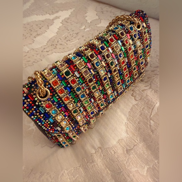 Alessi Colorful Beaded bag  with Gold Chain - Picture 9 of 10